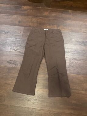 Re/Done Brown Cropped Wide-Leg Capris